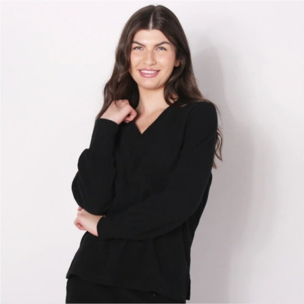 Cuddl Duds Fleece Velvet Cozy V-Neck Oversized Sweater S
